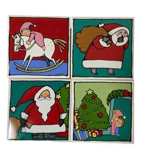 Christmas Coasters Ursula Dodge Whimsicial Christmas Santa Claus Ceramic Tile Co